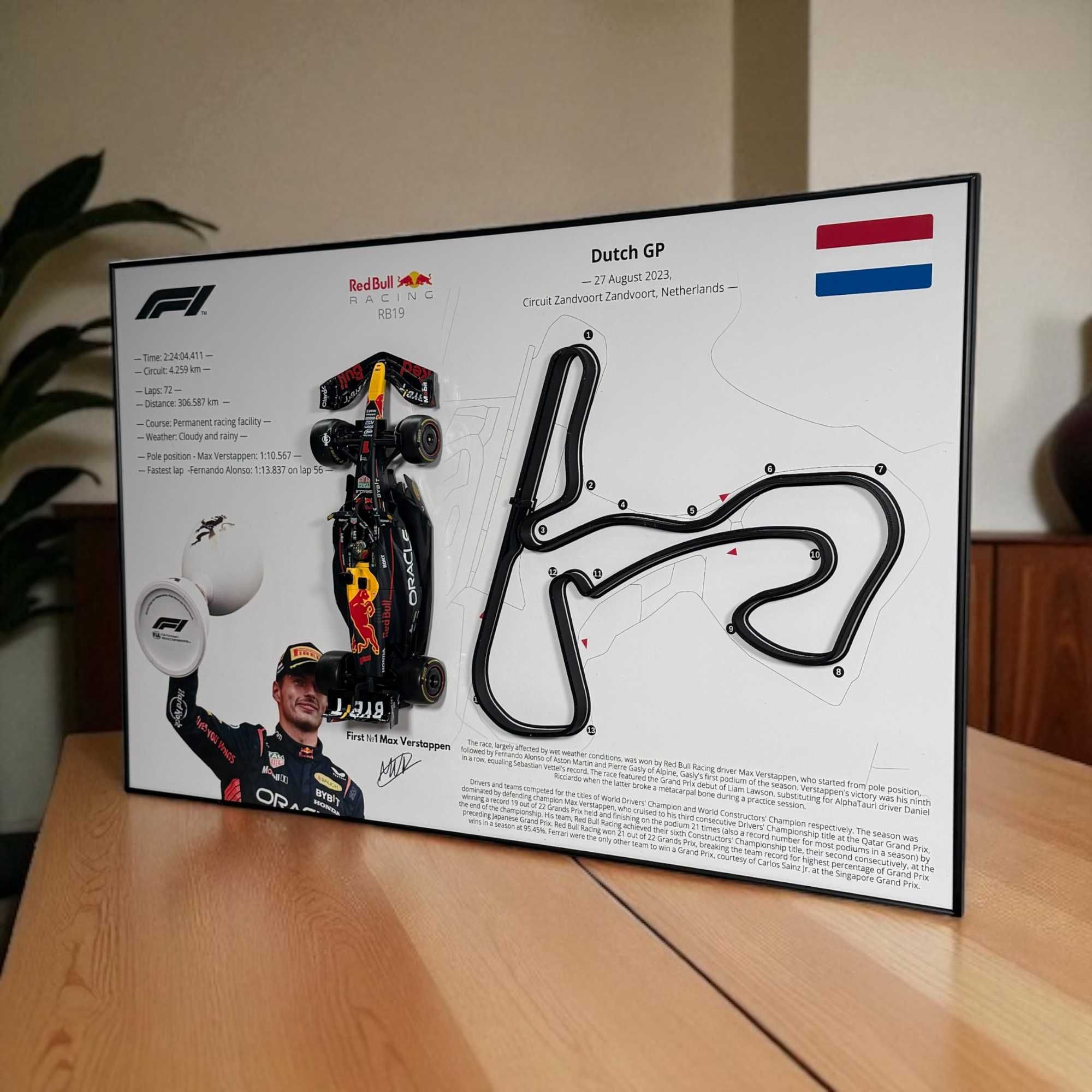 Картина 80х50см + Bburago Red Bull RB19 1:18 3D Dutch GP №1 Verstappen