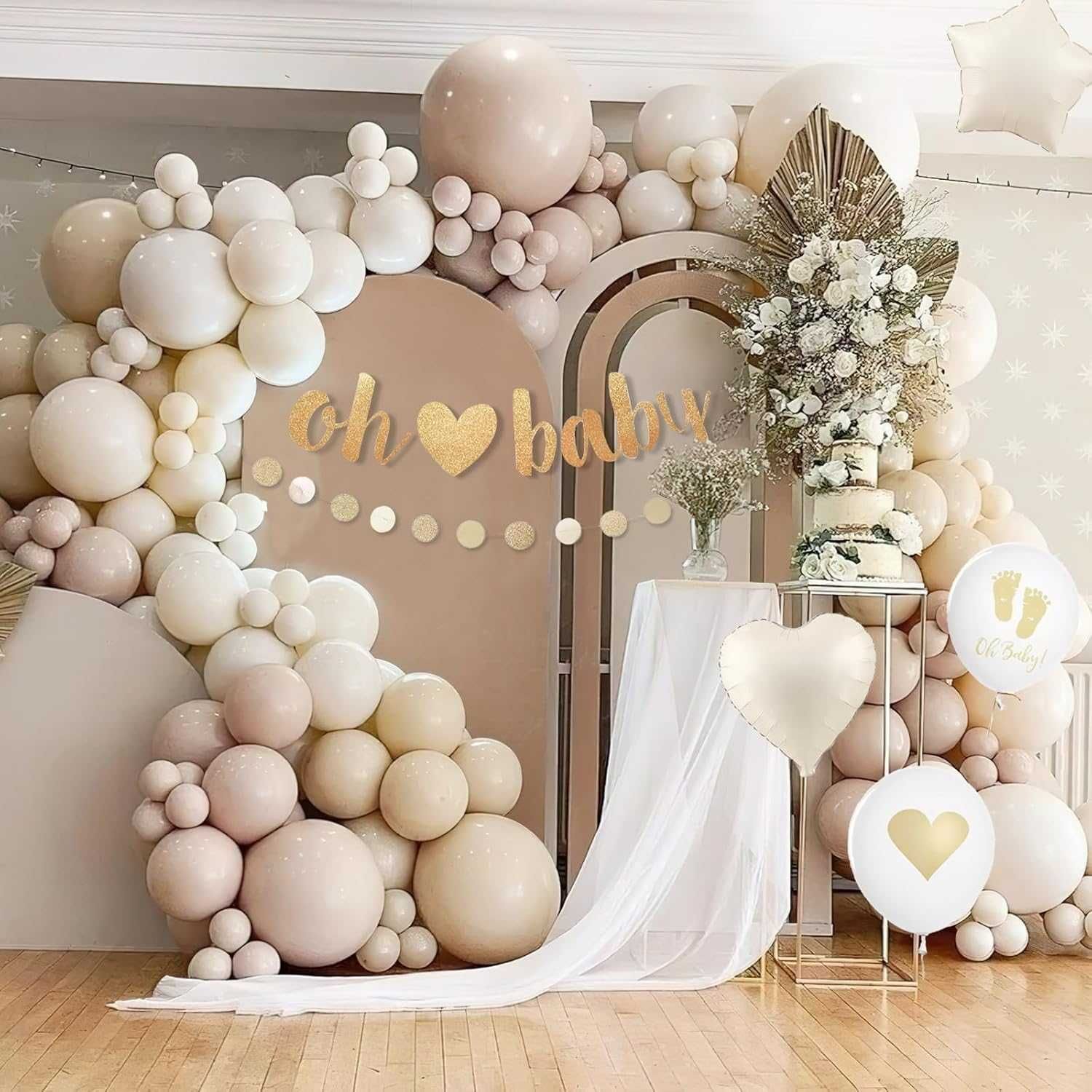 Dekoracja na baby shower dla dziewczynki, chłopca, z balonami,