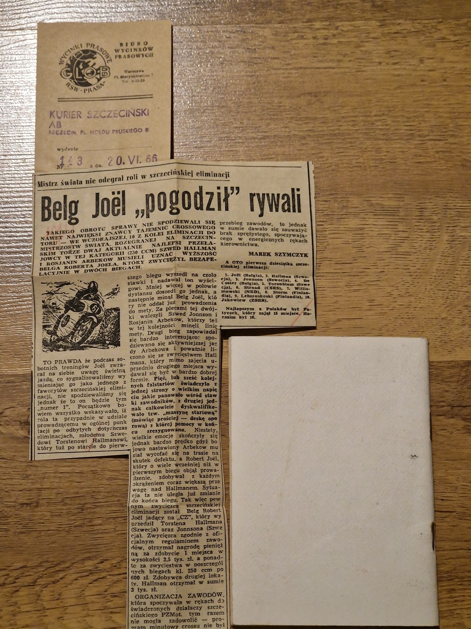 Motocrossowe Mistrzostwa Świata w klasie 250 Regulamin Szczecin 1966