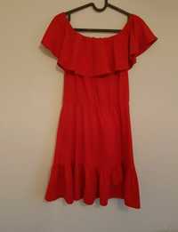 Czerwona sukienka hiszpanka z odkrytym ramionami 100% bawełna jak nowa