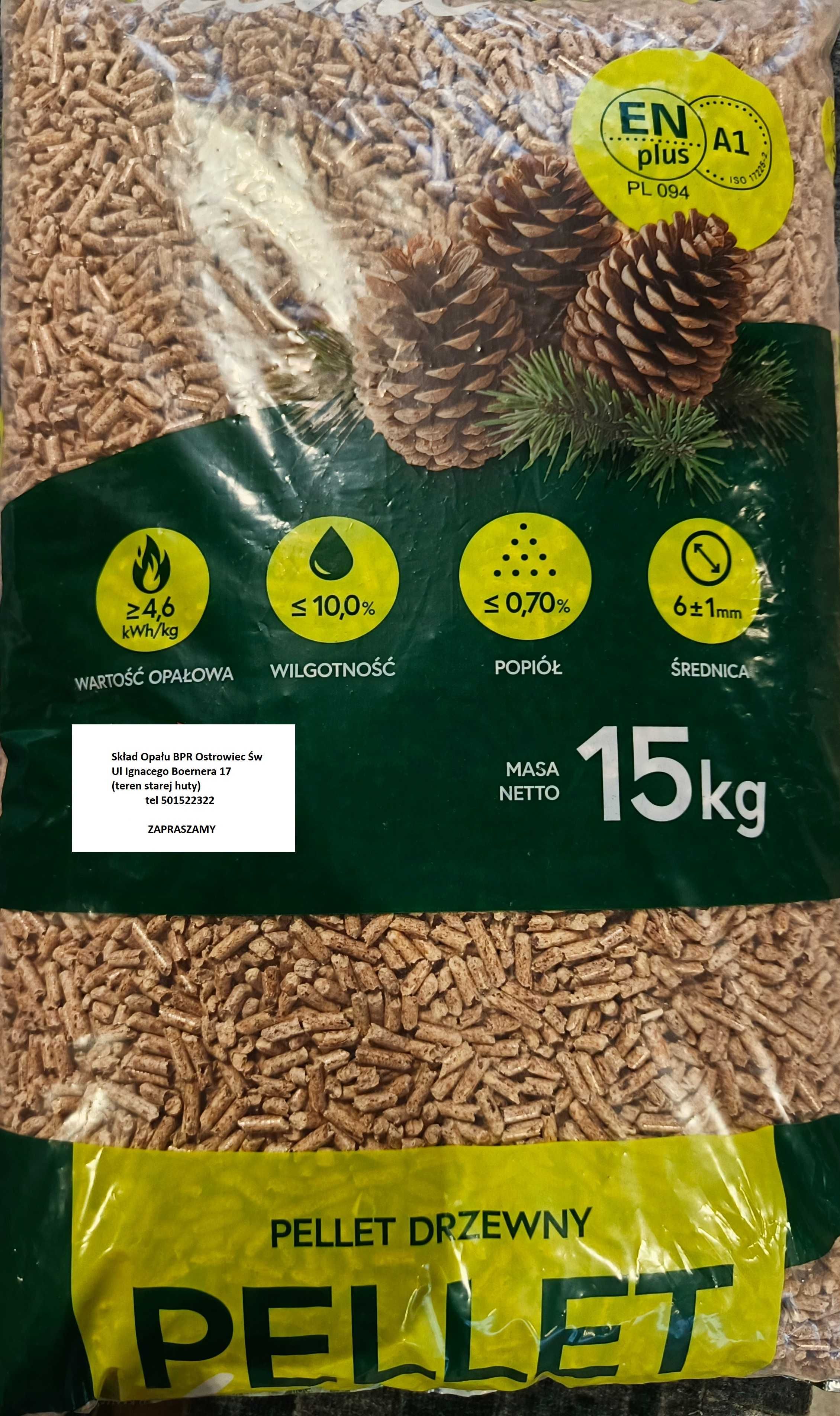 Ekogroszek/Orzech/Pelet Pellet sosnowy A1, EN+A1  DĄB / VERBA / MAGNUM