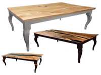 Stół ARSEN żywica drewno metal krzesła do jadalni salonu i ogrodu