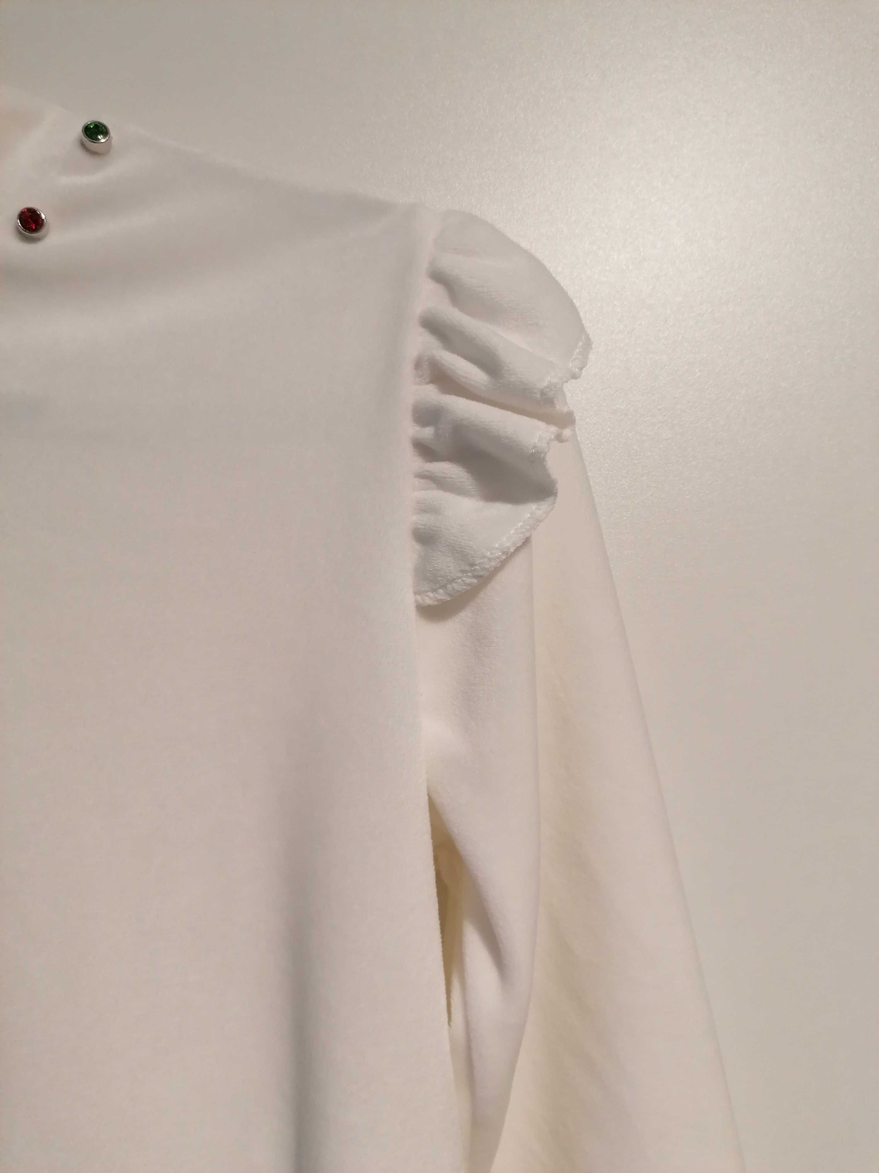 Bluzka dziewczęca welurowa elegancka biała rozmiar 152 jak nowa