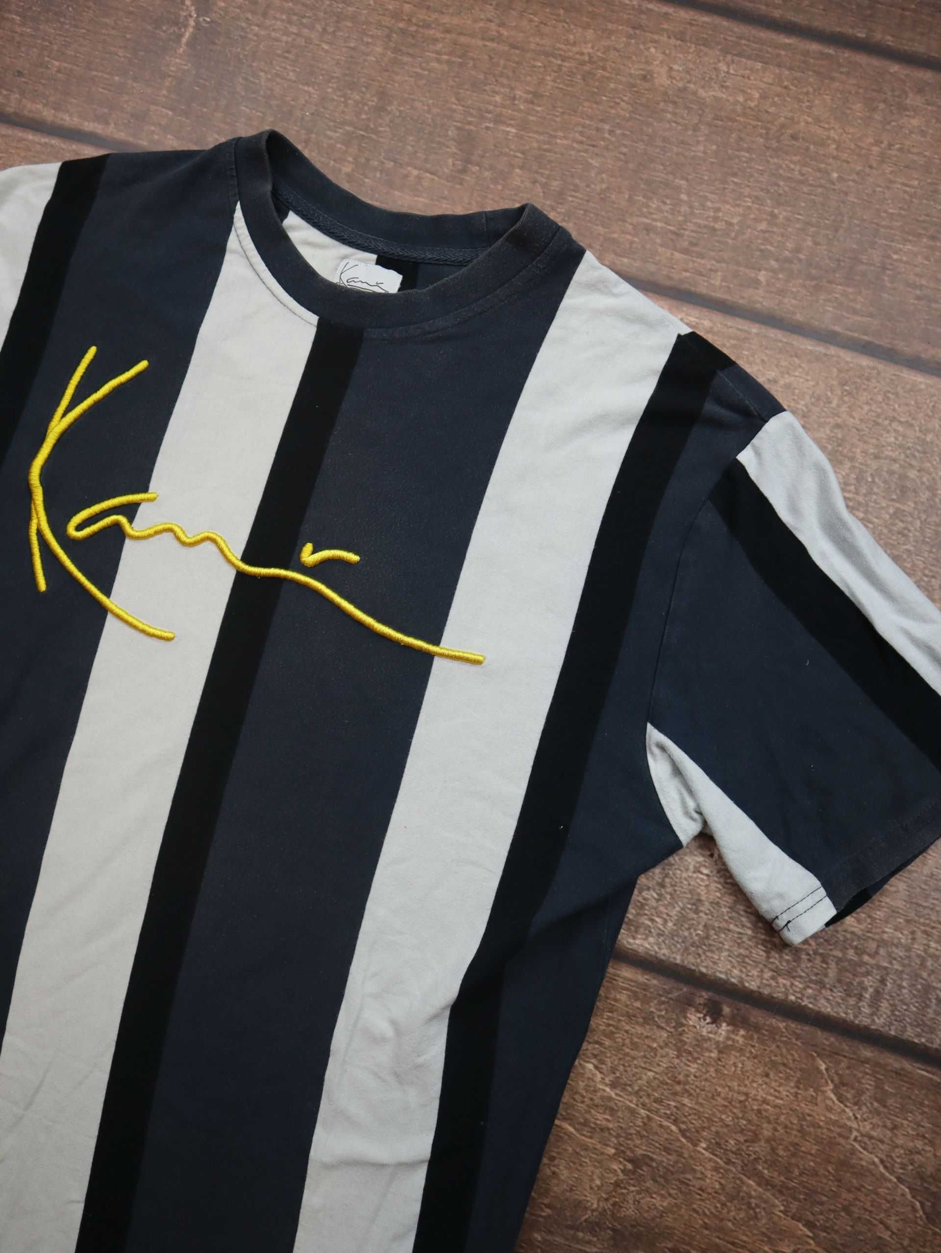 Karl Kani Grey BlackWhite Signature Striped koszulka z krótkim rękawem