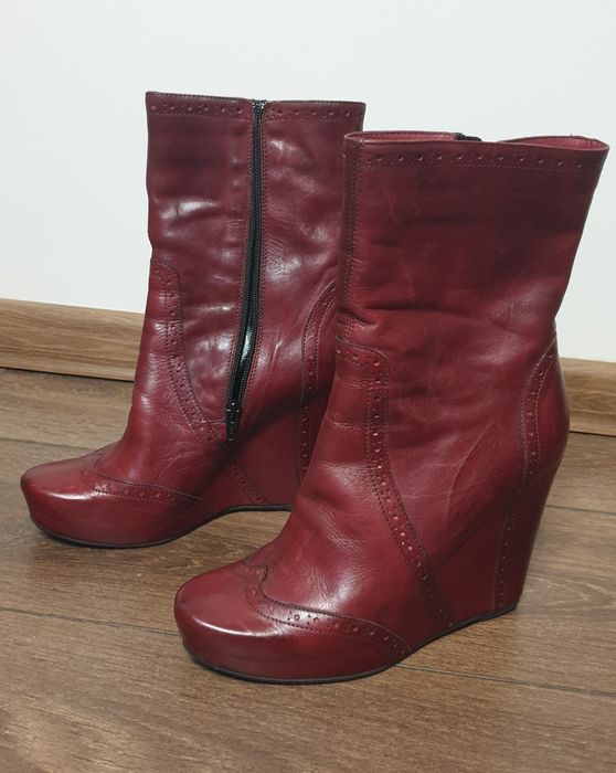 Bordowe, wysokie botki Venezia, 38