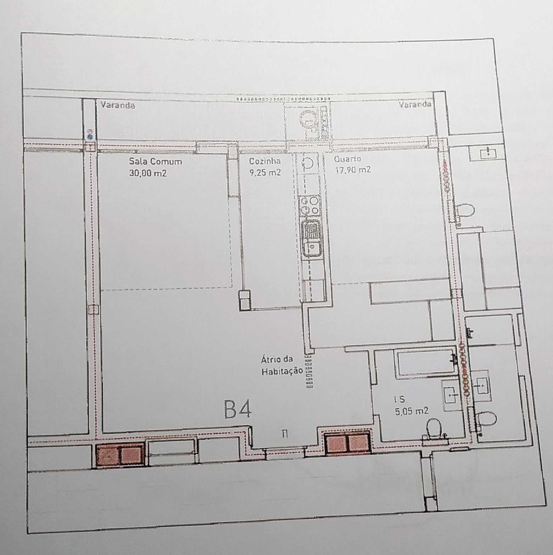 Apartamento T1 em Arcozelo