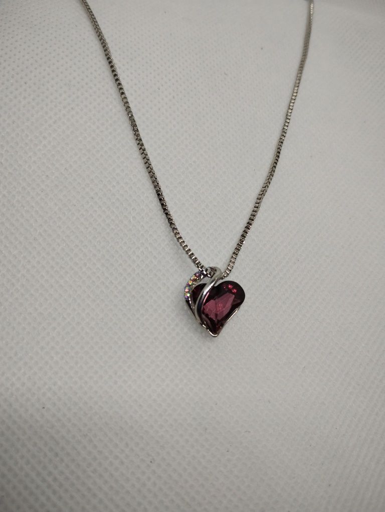 Kryształowe serce łańcuszek z zawieszką serduszko różowe