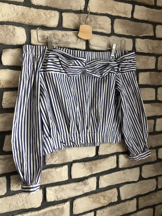 Hiszpanka zara m niebiesko biała bluzka zara 38