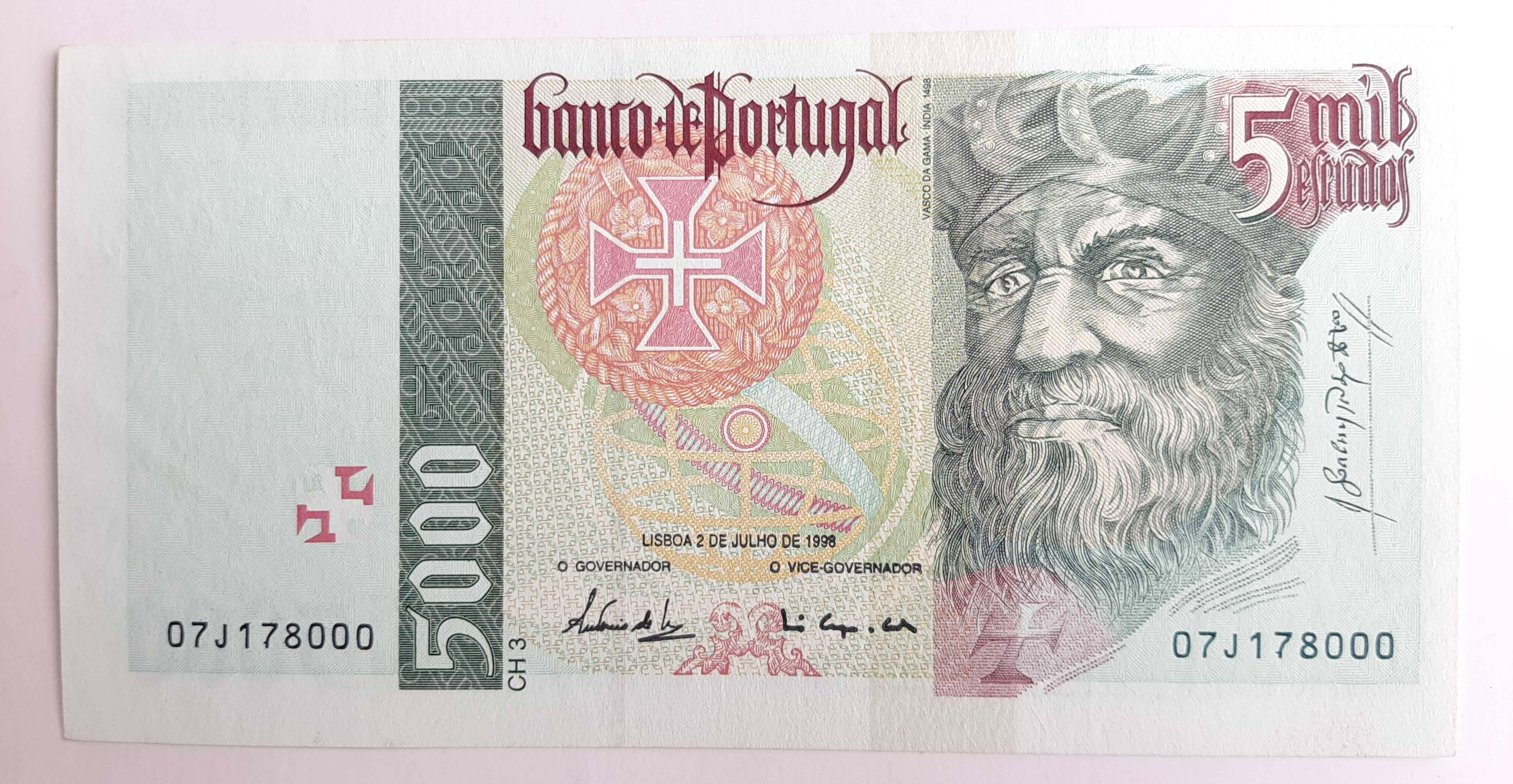 Nota Nova 5.000 escudos da serie Navegadores, 1998