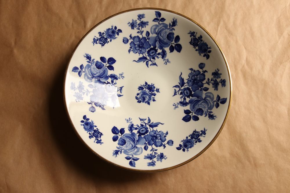 Patera misa talerz Bavaria Kronach kobalt porcelana róże