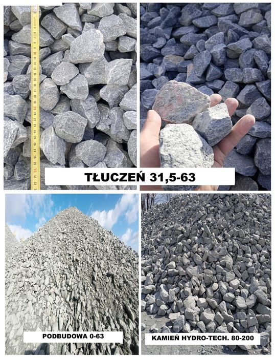 Podbudowa,Gruz betonowy,Tłuczeń,Beton,Ziemia,Piaski,Kamień Ozdobny