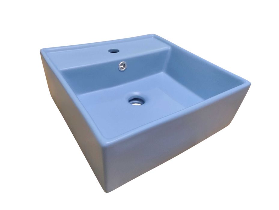 Umywalka nablatowa niebieska / błękitna matowa