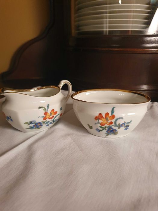 Zestaw mlecznik i cukiernica -miseczka,porcelana Silesia -Steinmann.