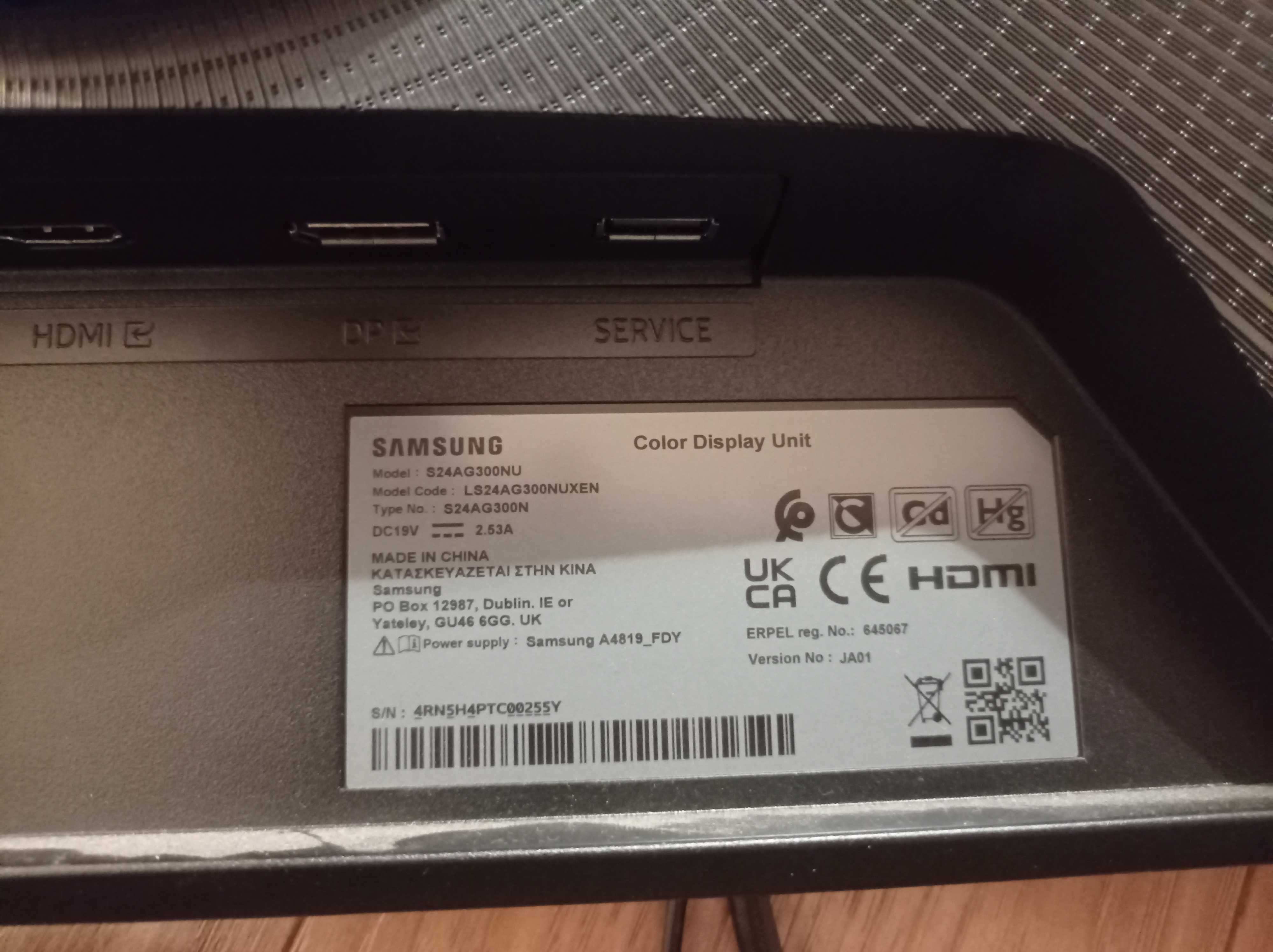 Monitor Samsung ls24ag gamingowy uszkodzony