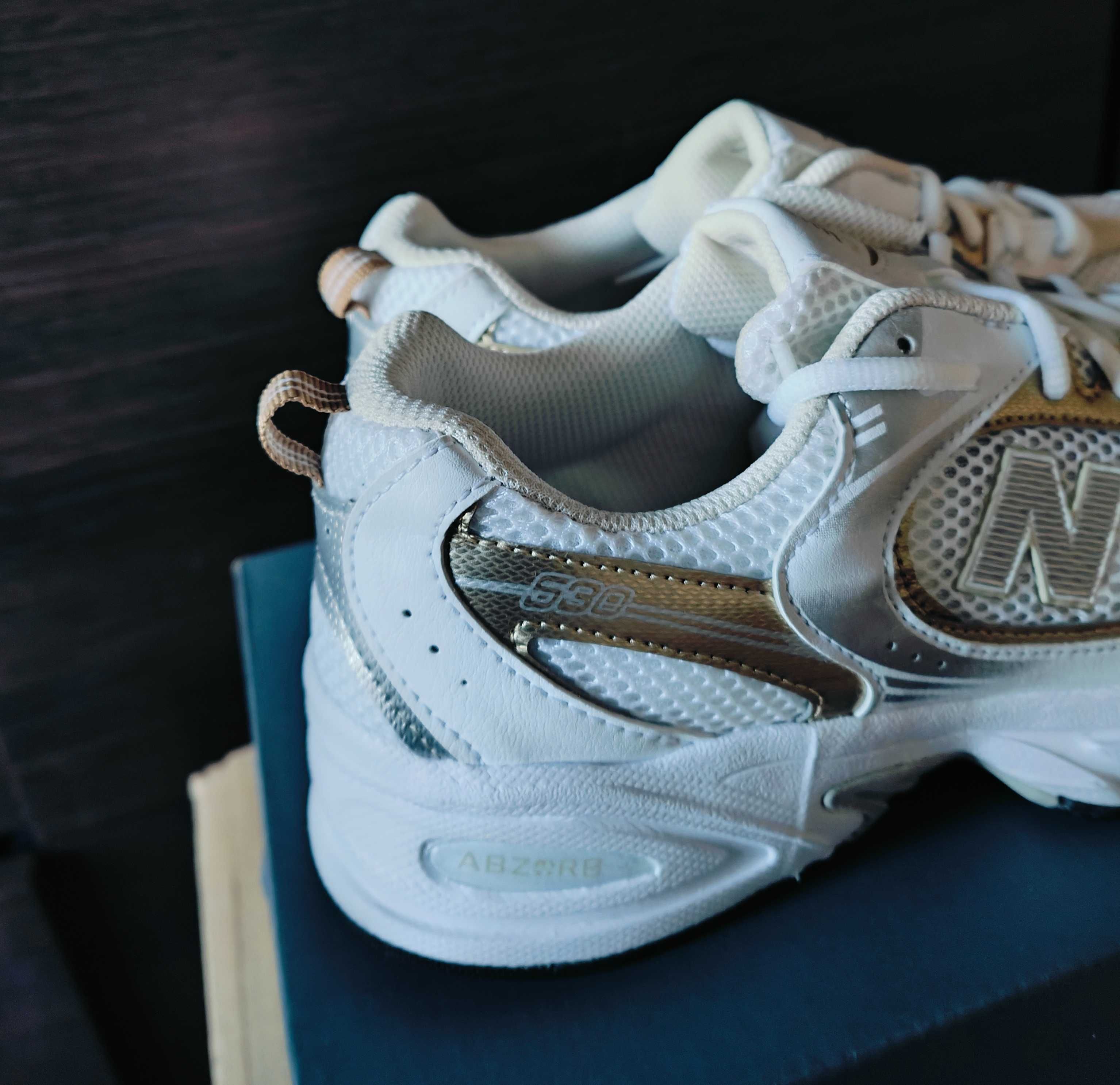 New Balance 530 white metallic gold - r. 37,5