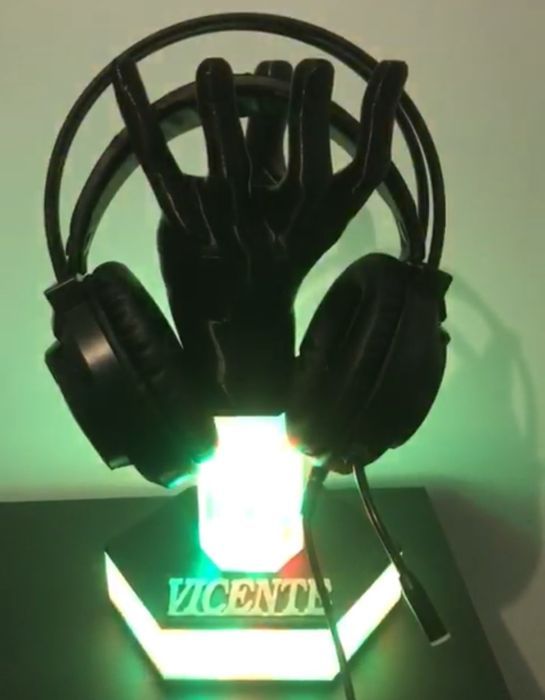 Gamer/musico suporte headphones personalizado com luzes LED's RGB
