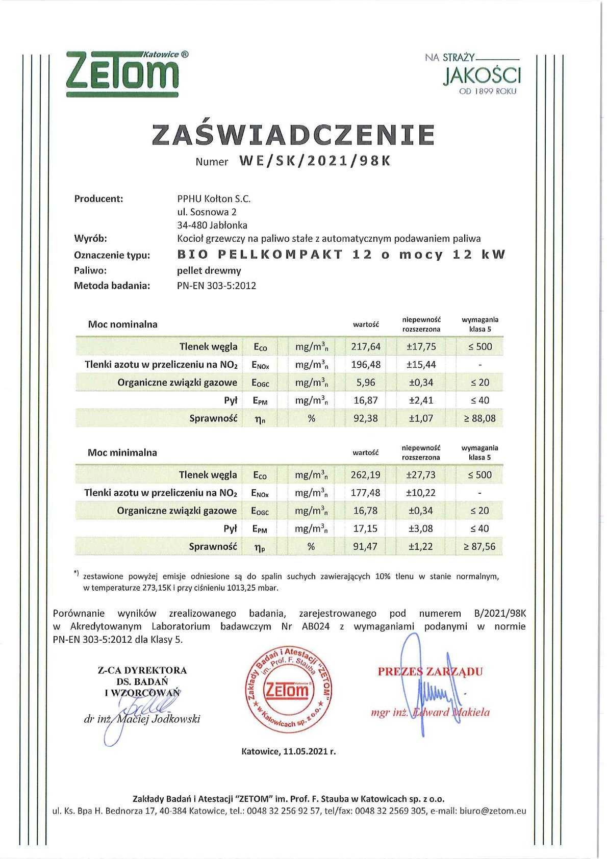 Kocioł BIO PELLKOMPAKT 12kW KOŁTON 5 klasa Dofinansowanie