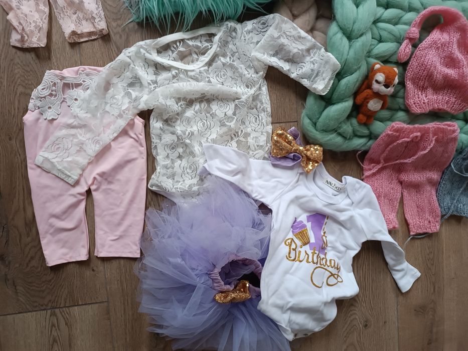 Ubranka i rekwizyty do sesji noworodkowej oraz roczkowej