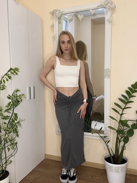 Юбка в рубчик с завязками