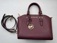 Michael Kors Ciara satchel crossbody bordo torba skórzana saffiano