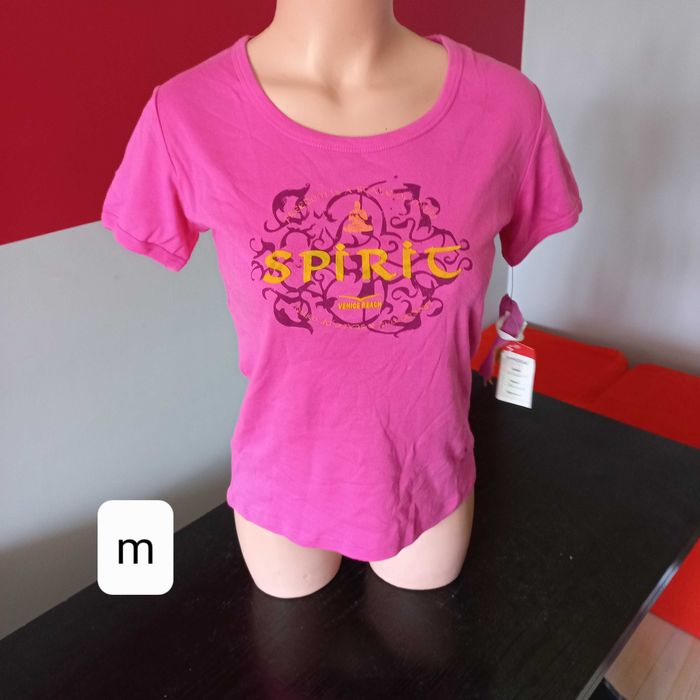 Różowy t-shirt damski M
