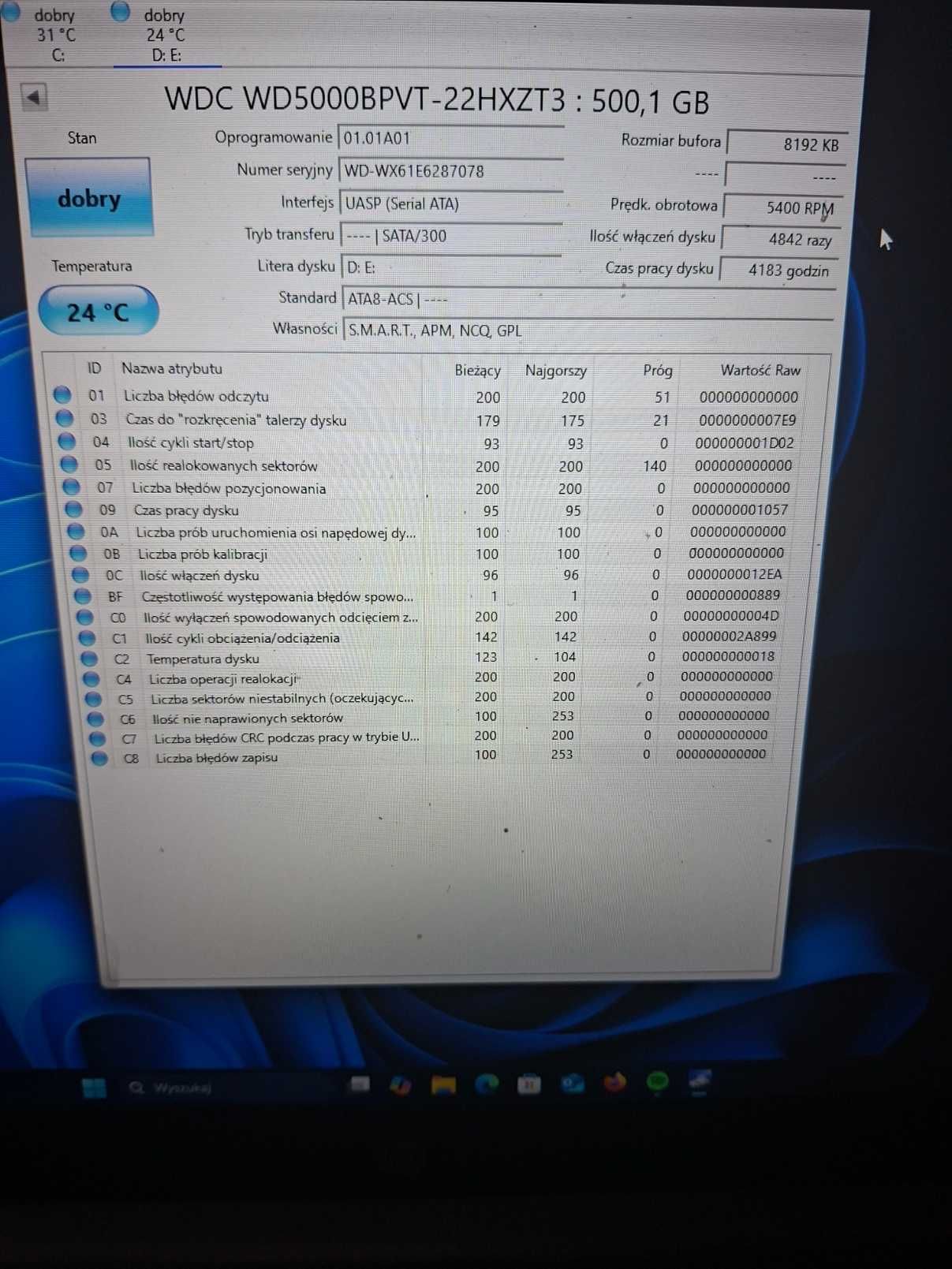 dysk twardy 500gb 2.5 sprawny #i4