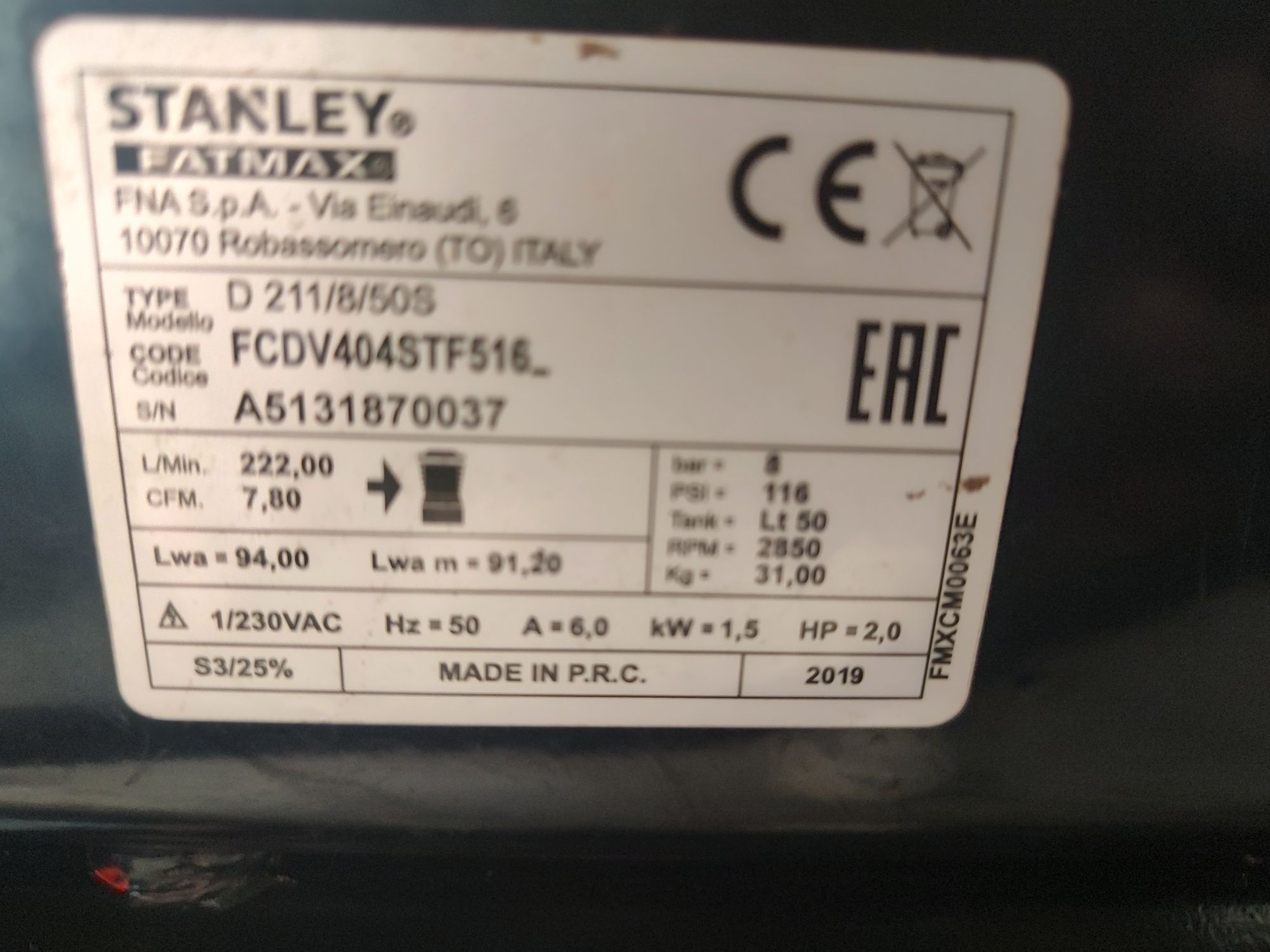 Kompresor Stanley D211 50L