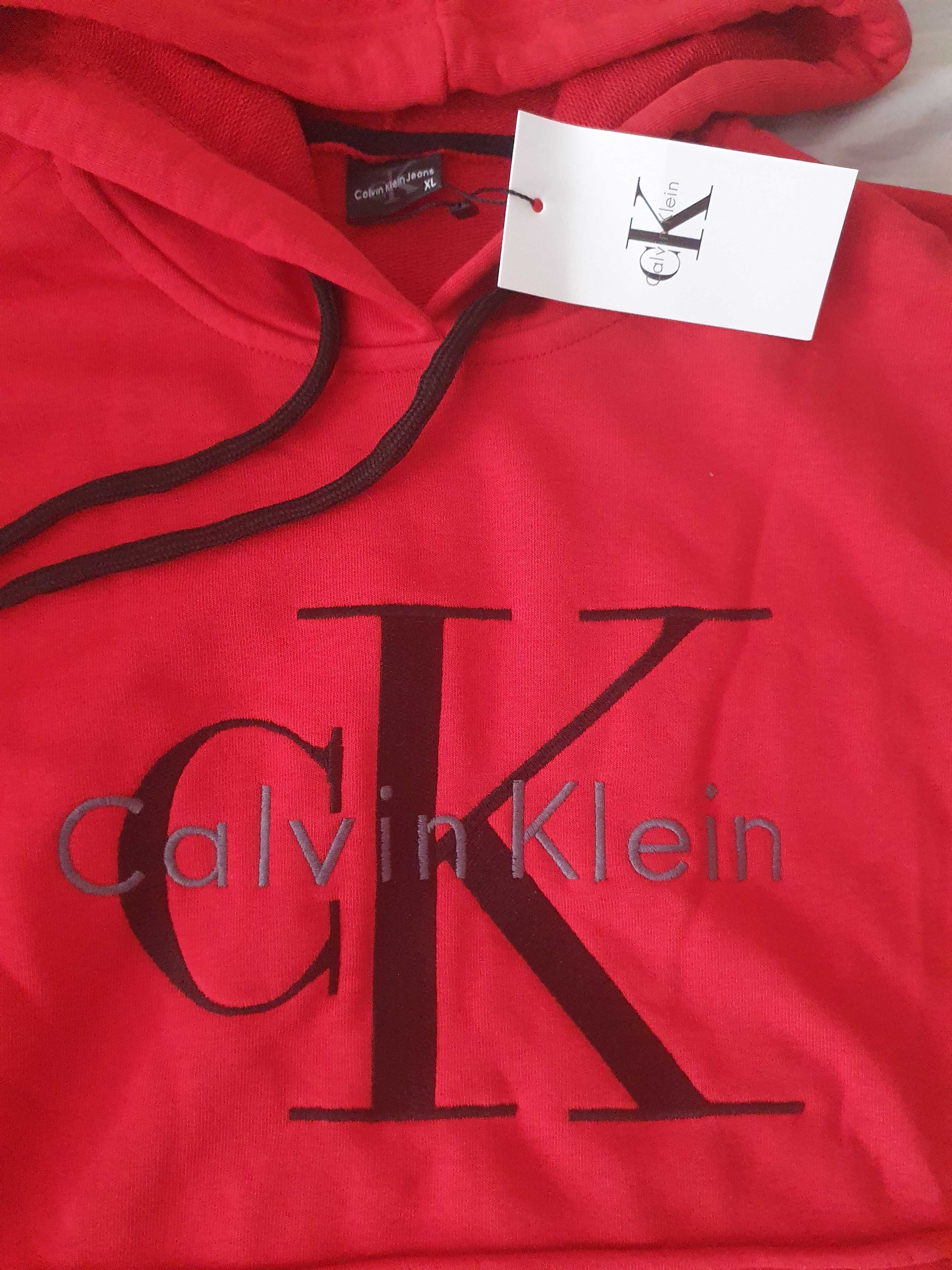 NOWA damska bluza Calvin Klein bluzka kangur CK z kapturem sportowa xl