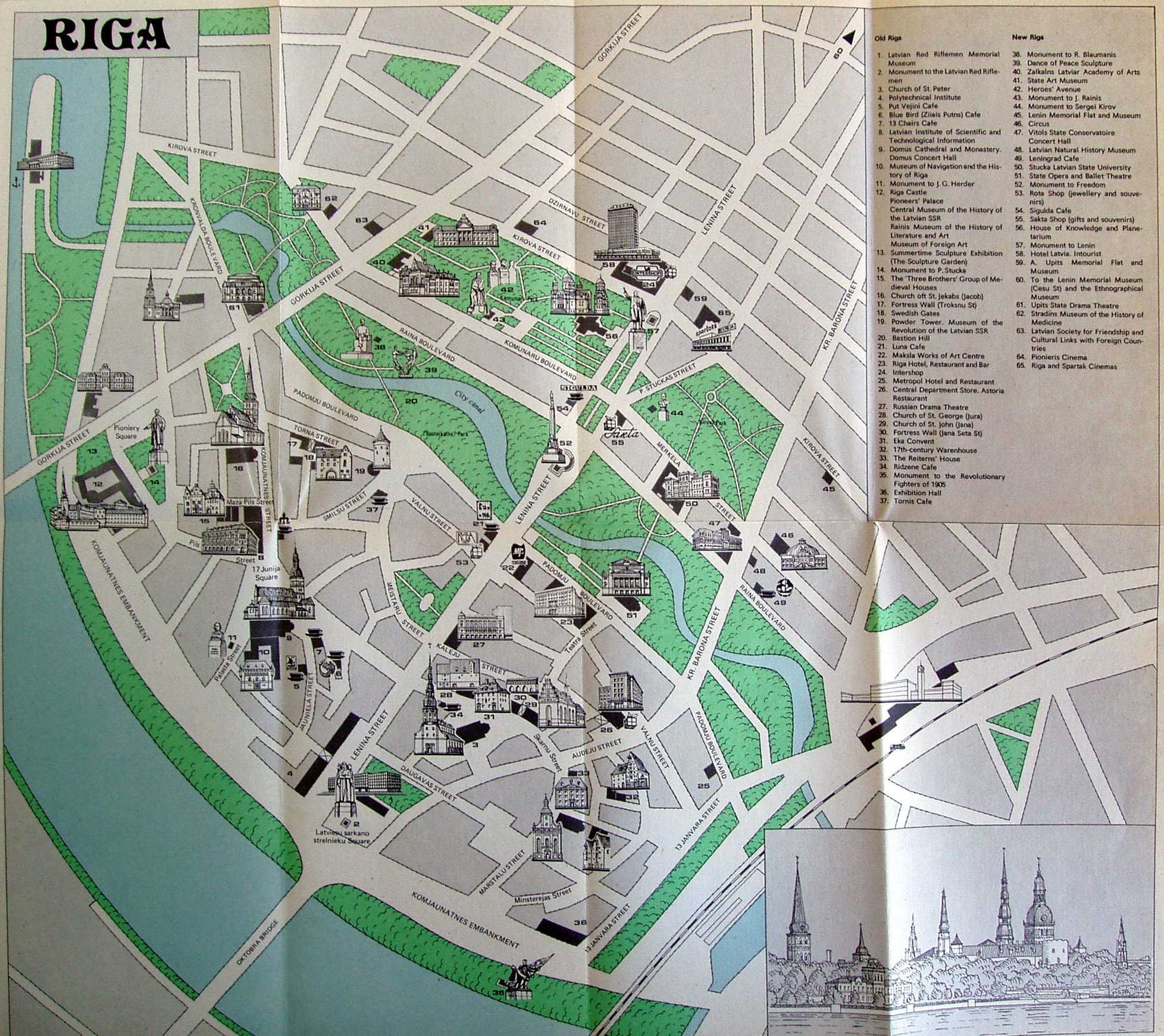 Riga. Przewodnik po Rydze w j. angielskim. Plan miasta