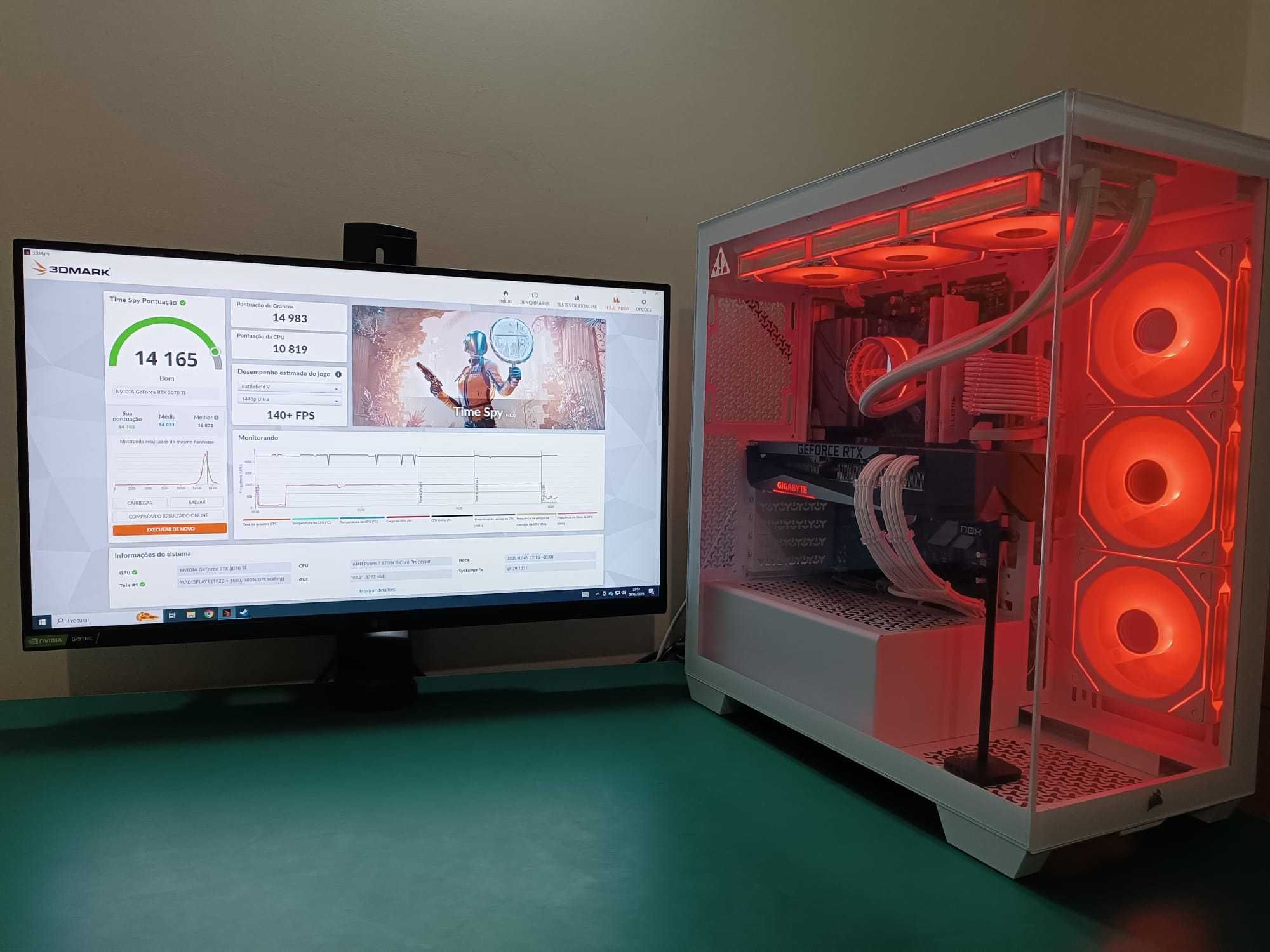 PC GAMING Branco RTX 3070TI | Ryzen 7 5700X | 32GB RAM | 1Tb SSD NVME