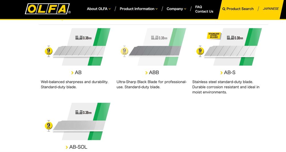 Ножи OLFA Japan под стандартное лезвие 9 мм Snap-Off Blade Cutters