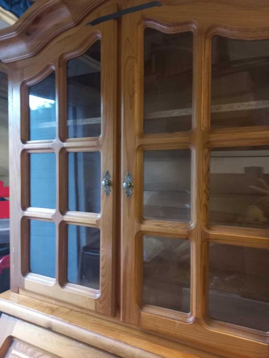 sosnowy drewniany komplet kredens komoda i nadstawka