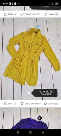 Sukienka missguided 38 kopertowa żółta musztardowa