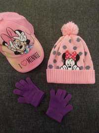 Zimowa czapka z Myszką Minnie + czapka z daszkiem + rękawiczki