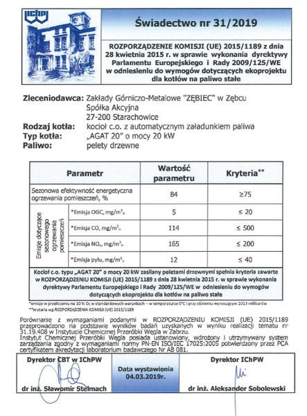 Kocioł, piec na pelet Zębiec AGAT LKP 20 kW - 5 klasa - ECODESIGN