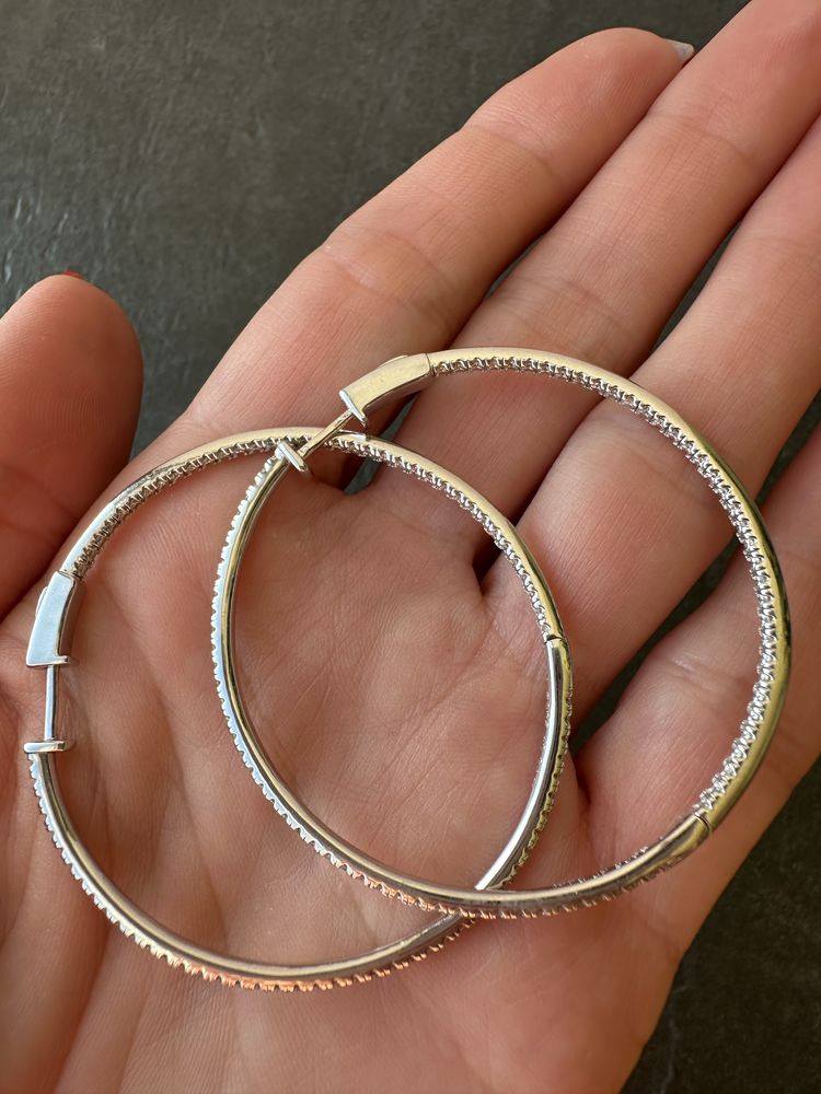 Серьги конго серебро 925, муссанит, серьги кольца, сережки,