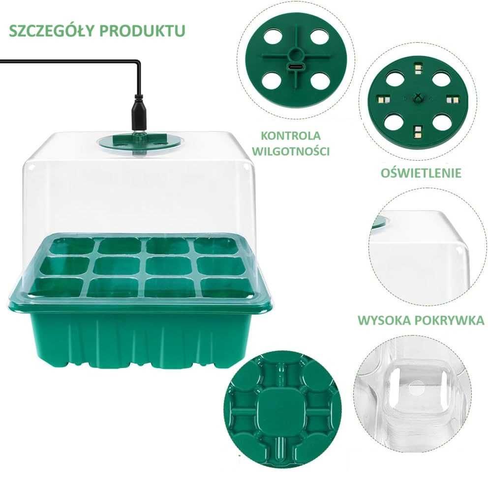 OKAZJA Szklarnia pokojowa skrzynka do uprawy 8 szt timer + OŚWIETLENIE