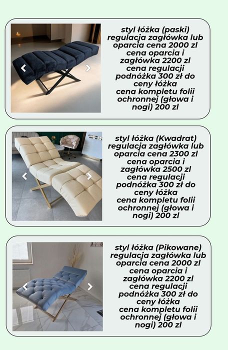 łóżko kosmetyczne, Lezanka do rzęs, Łóżko anatomiczne.