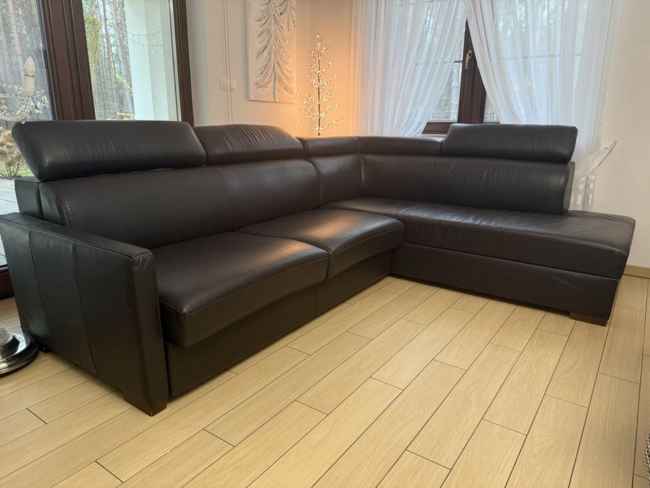 Kanapa ze skóry naturalnej z opcja spania