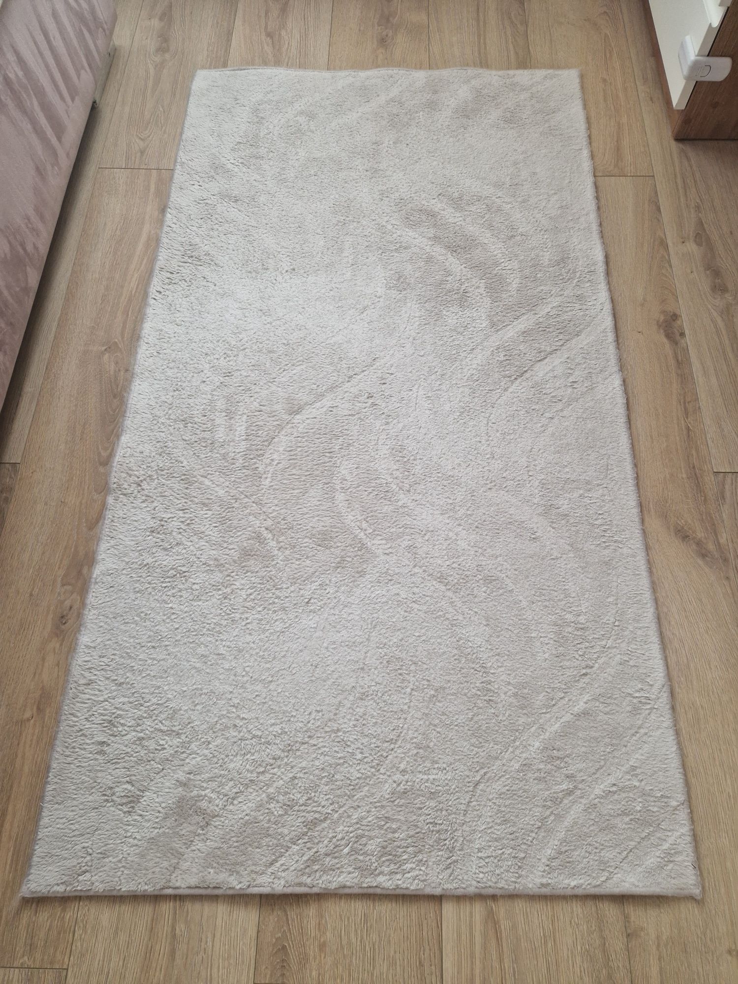 Dywan 80x150 chodnik beżowy sypialnia glamour wzór 3D