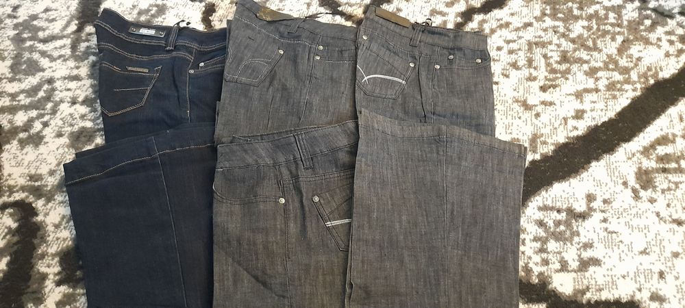 4 pary spodni ciemny jeans rozm. 36, szeroka nogawica
