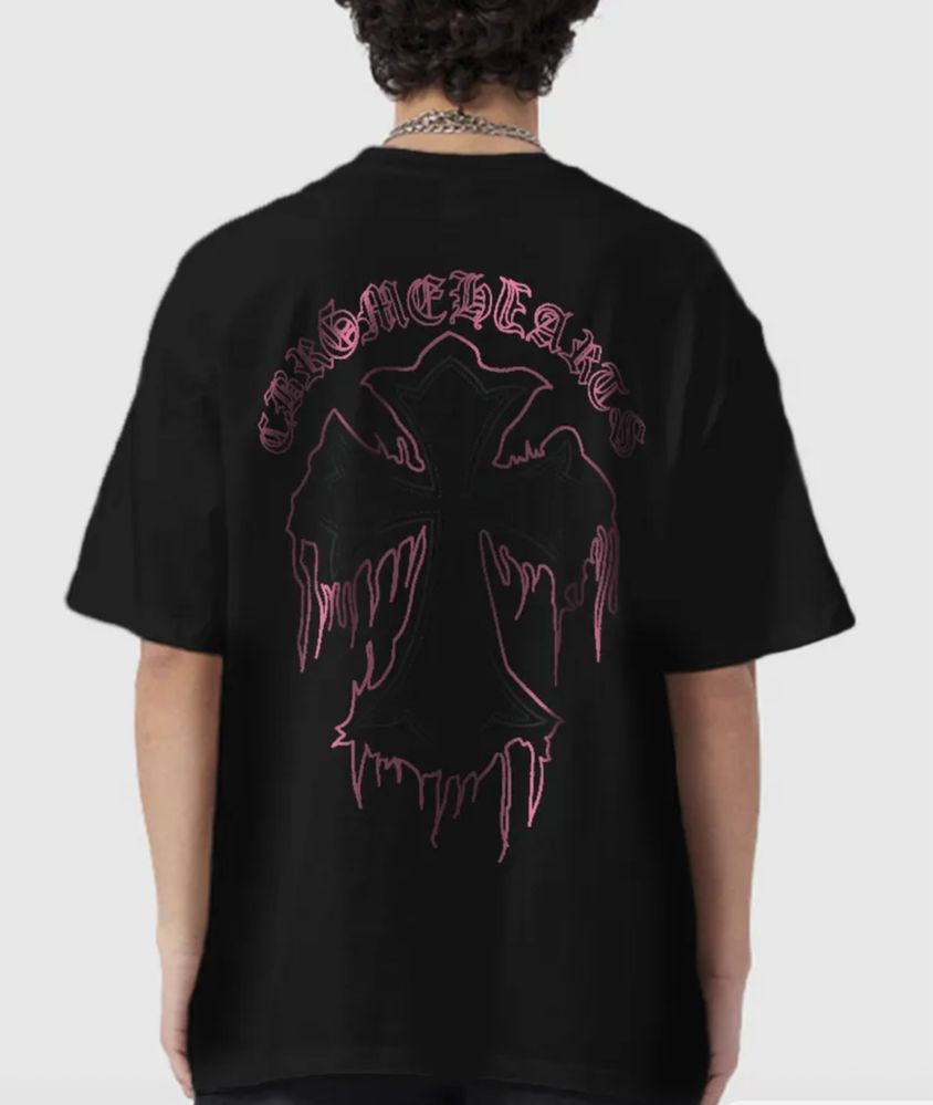 Футболки Chrome Hearts Cross Logo унисекс Хром хартс черная белая
