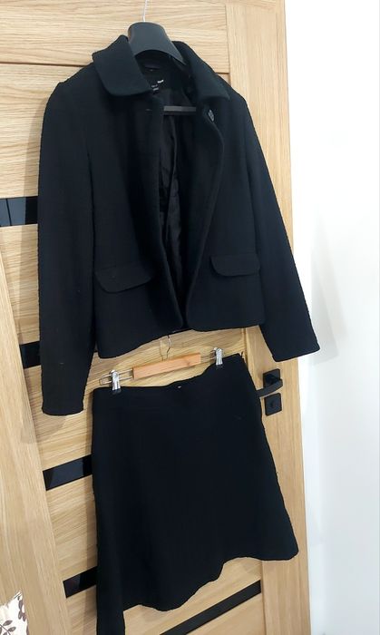 Modna stylowa elegancka garsonka tweedowa garnitur damski XL Reserved