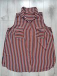Bluzka elegancka kołnierz paski oversize 48 20 paski rudy kieszenie