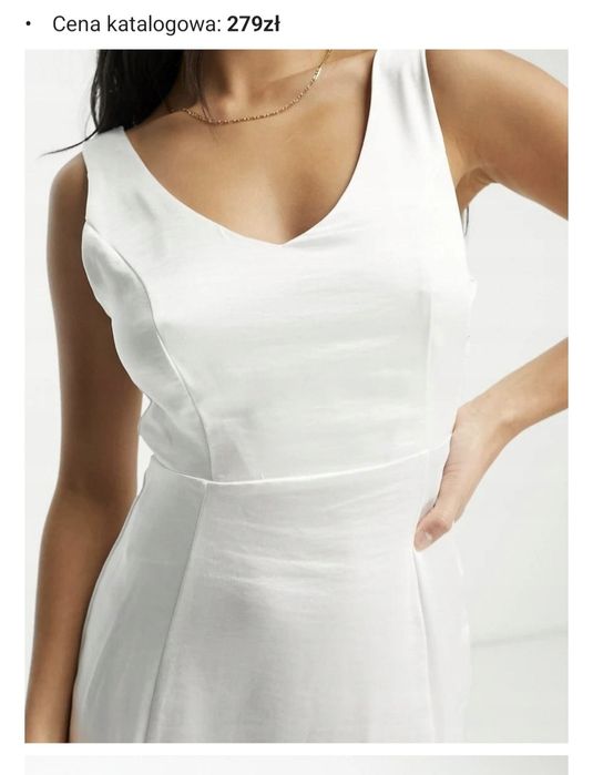 OKAZJA długa biała sukienka satynowa ślubna wieczorowa maxi 40 l 42 xl