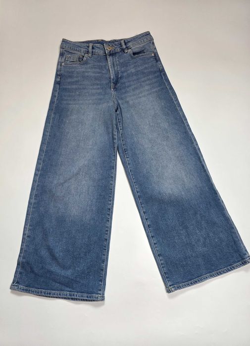 Высокие женские джинсы кюлоты широкие штанины голубые H&M 42-44