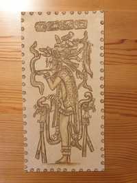 Quetzalcoatl, grafika na skórze, Meksyk