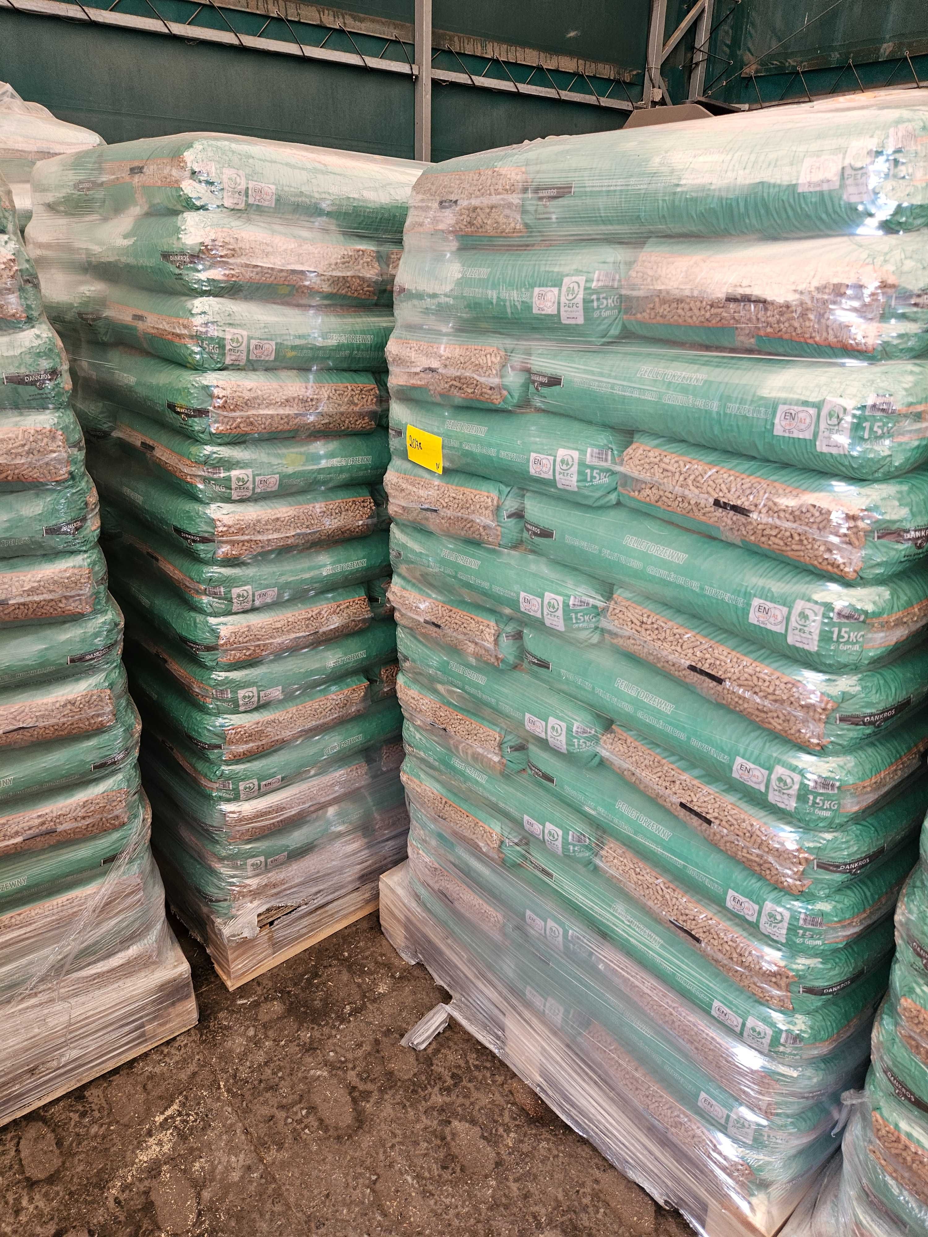 Pellet DANKROS 975 kg 65 worków, dostawa kurierem paletowym gratis