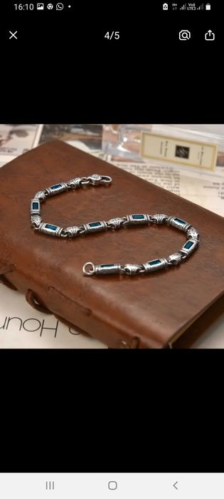 Браслет мужской серебро стерлинг с изумрудомру