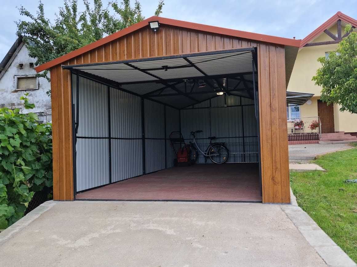 Garaż 3x5 PREMIUM Drewno Orzech Brama Uchylna